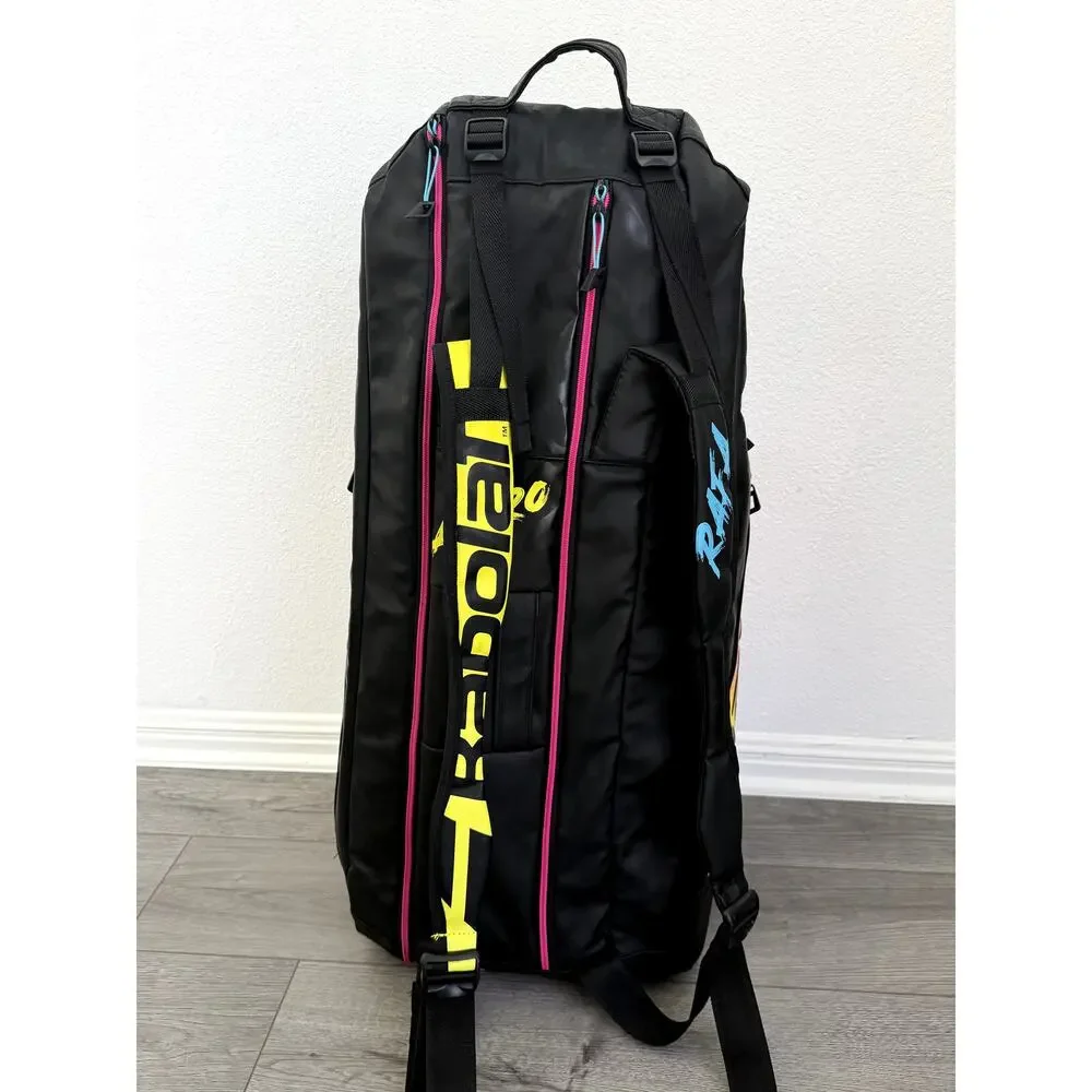 Babolat Pure Aero Rafa 6 Pack Tennis Racquet Bag Navy Pink Yellow
